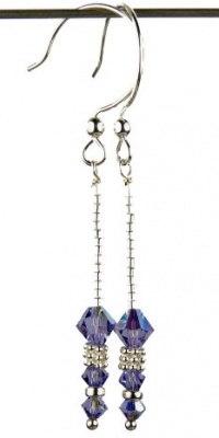 Damali SPARKLE STICKS! .925 Sterling Silver Beaded Earrings December Tanzanite Swarovski Crystal Elements are 1 1/2 Inches Damali SPARKLE STICKS! .925 Sterling Silver Beaded Earrings December Tanzanite Swarovski Crystal Elements are 1 1/2 Inches