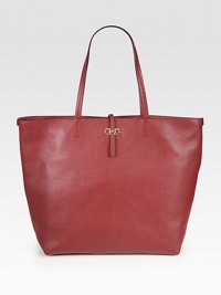 Gorgeous pebble-grain leather in a roomy, stash-it-all tote design.Double top handles, 9 dropTop zip closureOne inside zip pocketLeather lining19W X 13H X 6DMade in Italy Gorgeous pebble-grain leather in a roomy, stash-it-all tote design.Double top handles, 9 dropTop zip closureOne inside zip pocketLeather lining19W X 13H X 6DMade in Italy
