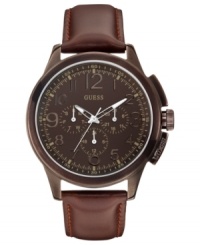This handsome watch from GUESS is a versatile accessory with day and date functions. This handsome watch from GUESS is a versatile accessory with day and date functions.