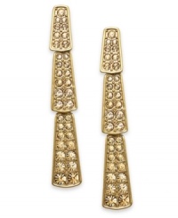 Line up your new look! Stations glow with rows of Colorado topaz glass accents on these linear earrings from Alfani. Crafted in gold tone mixed metal. Approximate drop: 2-3/4 inches. Line up your new look! Stations glow with rows of Colorado topaz glass accents on these linear earrings from Alfani. Crafted in gold tone mixed metal. Approximate drop: 2-3/4 inches.