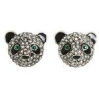 FLASHY LUXE CRYSTAL PANDA BEARS EARRINGS Gold-tone Setting FLASHY LUXE CRYSTAL PANDA BEARS EARRINGS Gold-tone Setting