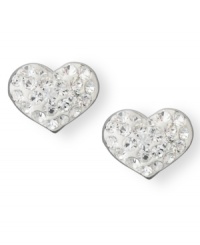Say it with sparkle. Unwritten's heart-shaped stud earrings in crystal and sterling silver make the perfect gift for a loved one. Approximate diameter: 1/3 inch. Say it with sparkle. Unwritten's heart-shaped stud earrings in crystal and sterling silver make the perfect gift for a loved one. Approximate diameter: 1/3 inch.