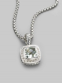 From the Petite Albion Cushion Collection. A softly hued, richly faceted prasiolite, surrounded by pavé diamonds on a chain of sterling silver. Diamonds, 0.20 tcw Prasiolite Sterling silver Chain length, about 17 Pendant width, about ¼ Lobster clasp Imported From the Petite Albion Cushion Collection. A softly hued, richly faceted prasiolite, surrounded by pavé diamonds on a chain of sterling silver. Diamonds, 0.20 tcw Prasiolite Sterling silver Chain length, about 17 Pendant width, about ¼ Lobster clasp Imported