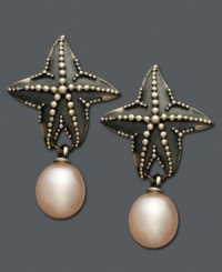 Capture the essence of the seashore. Stylish drop earrings feature textured starfish posts with polished cultured freshwater pearl drops (7 mm). Crafted in sterling silver. Approximate drop: 1-1/4 inches. Approximate width: 3/4 inch. Capture the essence of the seashore. Stylish drop earrings feature textured starfish posts with polished cultured freshwater pearl drops (7 mm). Crafted in sterling silver. Approximate drop: 1-1/4 inches. Approximate width: 3/4 inch.