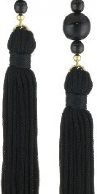 Kenneth Jay Lane Black Bead and Tassel Drop Earrings Kenneth Jay Lane Black Bead and Tassel Drop Earrings