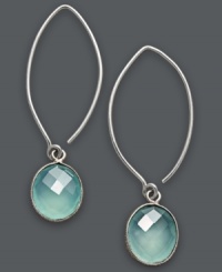 Cool, calm and collected. Studio Silver's serene style features a sweeping hoop setting that highlights oval-cut chalcedony stones (6-2/5 ct. t.w.). Set in sterling silver. Approximate drop: 2-1/2 inches. Cool, calm and collected. Studio Silver's serene style features a sweeping hoop setting that highlights oval-cut chalcedony stones (6-2/5 ct. t.w.). Set in sterling silver. Approximate drop: 2-1/2 inches.
