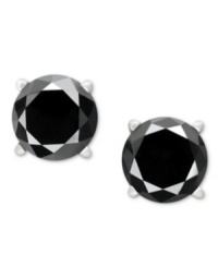 Elegance in ebony. Black diamonds (3/4 ct. t.w.) set in 14k white gold give this pair of earrings a sophisticated touch. Approximate diameter: 3/4 inch. Elegance in ebony. Black diamonds (3/4 ct. t.w.) set in 14k white gold give this pair of earrings a sophisticated touch. Approximate diameter: 3/4 inch.