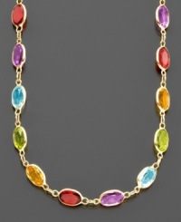 A precious look: brighten your style with this colorful array comprised of beautiful oval-cut amethyst (1/2 ct. t.w.), garnet (1/2 ct. t.w.), citrine (1/2 ct. t.w.), blue topaz (1/2 ct. t.w.) and peridot (1/2 ct. t.w.) set in 14k gold. Length measures 18 inches. A precious look: brighten your style with this colorful array comprised of beautiful oval-cut amethyst (1/2 ct. t.w.), garnet (1/2 ct. t.w.), citrine (1/2 ct. t.w.), blue topaz (1/2 ct. t.w.) and peridot (1/2 ct. t.w.) set in 14k gold. Length measures 18 inches.
