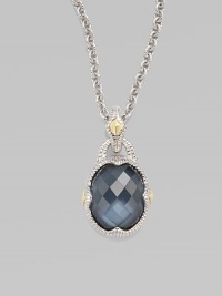 From the Contempo Collection. Faceted blue quartz and hematite doublet oval pendant hangs from a sterling silver link chain. Blue quartz Hematite 18K yellow gold Sterling silver Length, about 17 Lobster clasp closure Imported From the Contempo Collection. Faceted blue quartz and hematite doublet oval pendant hangs from a sterling silver link chain. Blue quartz Hematite 18K yellow gold Sterling silver Length, about 17 Lobster clasp closure Imported