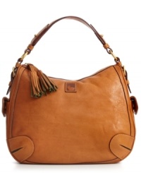 Grab hold of this easy-going Dooney & Bourke bag for a style that will seamlessly transition the seasons. A playful tassel detail and iconic logo patch give this design a timeless appeal. Grab hold of this easy-going Dooney & Bourke bag for a style that will seamlessly transition the seasons. A playful tassel detail and iconic logo patch give this design a timeless appeal.