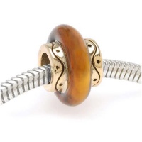 22K Gold Plated With Topaz Enamel Center Large Hole Bead Fits Pandora (1) 22K Gold Plated With Topaz Enamel Center Large Hole Bead Fits Pandora (1)