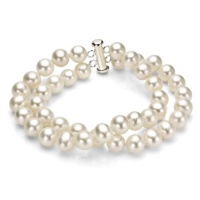 Sterling Silver 2 Rows 8-9mm White Freshwater Pearl Bracelet 7.25. - Most Wanted Holiday Gift Sterling Silver 2 Rows 8-9mm White Freshwater Pearl Bracelet 7.25. - Most Wanted Holiday Gift