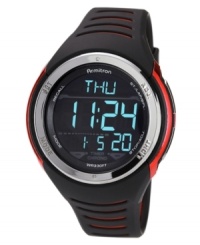 Red accents bring a modern, sporty look to this digital watch from Armitron. Red accents bring a modern, sporty look to this digital watch from Armitron.