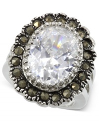 City by City is out to dazzle with this ring. Crafted from silver-tone mixed metal, the ring features cubic zirconia (3 ct. t.w.) and marcasite accents (3/8 ct. t.w.) to truly make your hand sparkle. Sizes: 6/7/8/9. City by City is out to dazzle with this ring. Crafted from silver-tone mixed metal, the ring features cubic zirconia (3 ct. t.w.) and marcasite accents (3/8 ct. t.w.) to truly make your hand sparkle. Sizes: 6/7/8/9.
