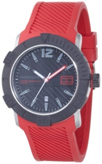 Tommy Hilfiger Men's 1790736 Sport Black Dial Red Silcon Strap with Date Function Watch Tommy Hilfiger Men's 1790736 Sport Black Dial Red Silcon Strap with Date Function Watch