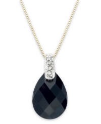 An exquisite drop of color makes any look pop. A faceted onyx (5-1/5 ct. t.w.) stands out against a dusting of diamond accents. Necklace crafted in 14k white gold. Approximate length: 18 inches. Approximate drop: 1/3 inch. An exquisite drop of color makes any look pop. A faceted onyx (5-1/5 ct. t.w.) stands out against a dusting of diamond accents. Necklace crafted in 14k white gold. Approximate length: 18 inches. Approximate drop: 1/3 inch.