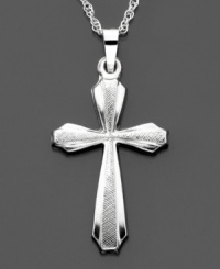 Pure and elegant, this stylized Florentine cross pendant is crafted in 14k white gold. Approximate length: 1-1/4 inches. Chain not included. Pure and elegant, this stylized Florentine cross pendant is crafted in 14k white gold. Approximate length: 1-1/4 inches. Chain not included.