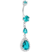 Hollywood Diva Aqua Gem Teardrop Belly Ring Hollywood Diva Aqua Gem Teardrop Belly Ring