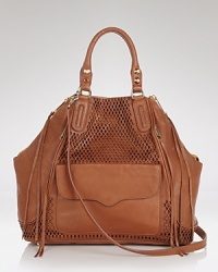 In rich laser cut leather, Rebecca Minkoff's gorgeously crafted leather satchel is at once perfectly refined and cool. Carry it to update your style status. In rich laser cut leather, Rebecca Minkoff's gorgeously crafted leather satchel is at once perfectly refined and cool. Carry it to update your style status.