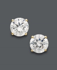 Enough sparkle to create a statement, enough subtlety to be worn every day. Arabella's beautiful round-cut stud earrings feature Swarovski zirconias (1-3/4 ct. t.w.) set in 14k gold. Approximate diameter: 5 mm. Enough sparkle to create a statement, enough subtlety to be worn every day. Arabella's beautiful round-cut stud earrings feature Swarovski zirconias (1-3/4 ct. t.w.) set in 14k gold. Approximate diameter: 5 mm.