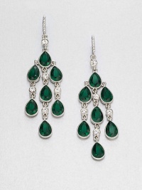 From the Emerald City Collection. Faceted teardrops in emerald green, punctuated by tiny clear stones to create delicious dazzle.Glass and plasticSilvertoneLength, about 3.25Ear wireImported From the Emerald City Collection. Faceted teardrops in emerald green, punctuated by tiny clear stones to create delicious dazzle.Glass and plasticSilvertoneLength, about 3.25Ear wireImported