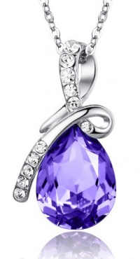 ARCO IRIS Eternal Love Teardrop Swarovski Elements Crystal Pendant Necklace for Women W 18k White Gold Plated Chain Amethyst Purple ARCO IRIS Eternal Love Teardrop Swarovski Elements Crystal Pendant Necklace for Women W 18k White Gold Plated Chain Amethyst Purple