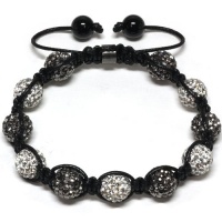 Iced Out 10mm Black and White Beaded Adjustable Bracelet + Gift Box Iced Out 10mm Black and White Beaded Adjustable Bracelet + Gift Box