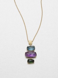 From the Murano Collection. Stunning multicolored, faceted stones set in hand-crafted 18k gold on a delicate link chain. Green tourmaline, amethyst and blue topaz18k goldLength, about 17Pendant size, about 2Lobster clasp closureMade in Italy