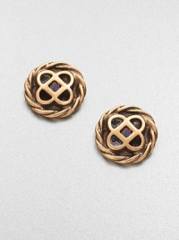 An intricate design accented with glossy enamel. Pewter and brassEnamelSize, about .75Post backMade in USA An intricate design accented with glossy enamel. Pewter and brassEnamelSize, about .75Post backMade in USA