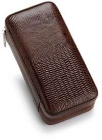 Intica Two Watch Brown Lizard Leather Travel Case Intica Two Watch Brown Lizard Leather Travel Case