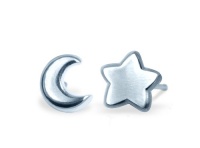 Alex Woo Mini Additions Silver Moon and Star Stud Earrings Alex Woo Mini Additions Silver Moon and Star Stud Earrings