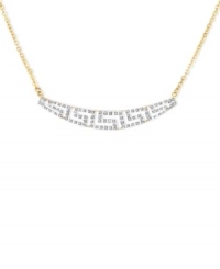 It's Greek-and glamorous-to you! This 14k gold necklace is centered by a Greek-inspired design made of glistening diamond accents for an elegant touch. Approximate length: 17 inches. Approximate drop: 1/4 inch.