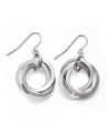 Add a touch of class with chic circles. Crafty drop earrings from the Lauren by Ralph Lauren collection feature three, silver tone, mixed metal interlocking circles on a french wire backing. Approximate drop: 1-1/4 inches.