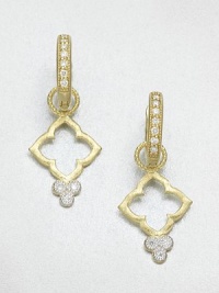 From the Couture Collection. A pretty floral design in 18k gold accented with brilliant diamonds; perfect for your favorite hoops. Diamonds, .06 tcw18k goldFixed baleImported Please note: Earrings sold separately. From the Couture Collection. A pretty floral design in 18k gold accented with brilliant diamonds; perfect for your favorite hoops. Diamonds, .06 tcw18k goldFixed baleImported Please note: Earrings sold separately.