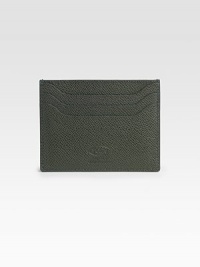 Pebbled Italian leather card case is fashioned with signature logo detail.Five card slotsLeather4W x 3HMade in Italy