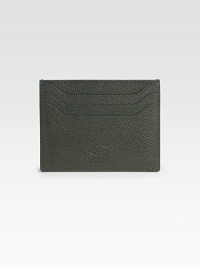 Pebbled Italian leather card case is fashioned with signature logo detail.Five card slotsLeather4W x 3HMade in Italy Pebbled Italian leather card case is fashioned with signature logo detail.Five card slotsLeather4W x 3HMade in Italy