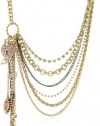 Betsey Johnson Iconic Fabulous Fuchsia Asymmetrical Multi-Chain Necklace