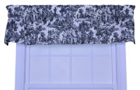 Victoria Park Toile Tailored Valence Window Curtain, Black Victoria Park Toile Tailored Valence Window Curtain, Black