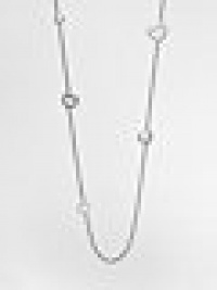 A long graceful box chain of sterling silver is dotted with an array of hearts - open, solid and cable - for a fun and feminine look.Sterling silverLength, about 36Lobster clasp closureImported A long graceful box chain of sterling silver is dotted with an array of hearts - open, solid and cable - for a fun and feminine look.Sterling silverLength, about 36Lobster clasp closureImported