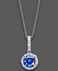 Punctuate your neckline with the perfect pendant. Effy Collection's boldly blue round-cut sapphire (1 ct. t.w.) shines with the addition of round-cut diamonds (1/10 ct. t.w.). Crafted in 14k white gold. Approximate length: 18 inches. Approximate drop length: 1/2 inch. Approximate drop width: 1/3 inch. Punctuate your neckline with the perfect pendant. Effy Collection's boldly blue round-cut sapphire (1 ct. t.w.) shines with the addition of round-cut diamonds (1/10 ct. t.w.). Crafted in 14k white gold. Approximate length: 18 inches. Approximate drop length: 1/2 inch. Approximate drop width: 1/3 inch.