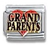 Grand Parents in Red Heart Italian Charm 18k Gold and Glitter Enamel Love Theme by Casa D'Oro