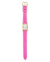 C'mon get strappy with kate spade new york's leather banded watch. The smooth style showcases the label's signature love of color--it's totally tickled pink.