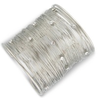 Hand Wrapped Wire Cuff Bracelet with Shimmering Rhinestones Hand Wrapped Wire Cuff Bracelet with Shimmering Rhinestones