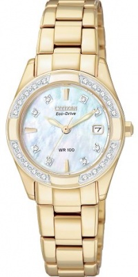 CITIZEN ECO-DRIVE Women's EW1822-52D Regent Gold Tone Diamond Watch