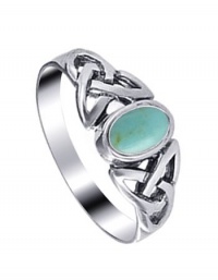Sterling Silver 7mm Reconstituted Turquoise Celtic Knot Band Ring Size 4, 5, 6, 7, 8, 9 Sterling Silver 7mm Reconstituted Turquoise Celtic Knot Band Ring Size 4, 5, 6, 7, 8, 9