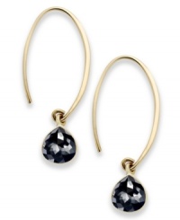 Eclectic elegance. These hook earrings dazzle with round-cut black diamonds (2 ct. t.w.) in a teardrop silhouette at the end for a look that's truly stunning. Approximate drop: 1 inch. Eclectic elegance. These hook earrings dazzle with round-cut black diamonds (2 ct. t.w.) in a teardrop silhouette at the end for a look that's truly stunning. Approximate drop: 1 inch.