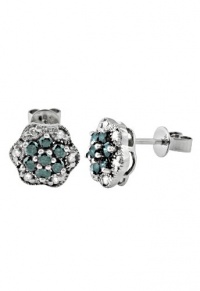 Effy Jewlery 14K White Gold Blue and White Diamond Earrings, .79 TCW Effy Jewlery 14K White Gold Blue and White Diamond Earrings, .79 TCW