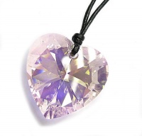 Swarovski Crystal Rosaline Ab Heart Charm Pendant 28mm Black Leather 1mm Necklace 14 16 18 20 22 24 Adjustable Swarovski Crystal Rosaline Ab Heart Charm Pendant 28mm Black Leather 1mm Necklace 14 16 18 20 22 24 Adjustable