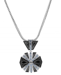 Become the star of the show in this pendant necklace from Vince Camuto. With captivating black and blue stone accents in a star pattern. Setting and chain crafted in silver tone mixed metal. Approximate length: 15 inches. Approximate drop: 3 inches. Become the star of the show in this pendant necklace from Vince Camuto. With captivating black and blue stone accents in a star pattern. Setting and chain crafted in silver tone mixed metal. Approximate length: 15 inches. Approximate drop: 3 inches.