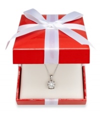 Sweet sparkle. Prestige Unity's round-cut diamond pendant (1/2 ct. t.w.) adds polish to any look. Setting and chain crafted in 14k white gold. Approximate length: 18 inches. Approximate drop: 1/2 inch. Sweet sparkle. Prestige Unity's round-cut diamond pendant (1/2 ct. t.w.) adds polish to any look. Setting and chain crafted in 14k white gold. Approximate length: 18 inches. Approximate drop: 1/2 inch.